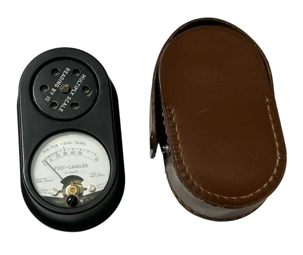 VINTAGE FOOT-CANDLE METER | WESTON MODEL 703 Made In USA w/Leather Case